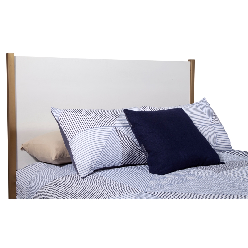 Pemberly Row California King Upholstered Wood Panel Bed in White