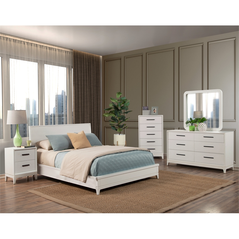 Pemberly Row Mahogany Wood 2 Drawer Nightstand in Classic White