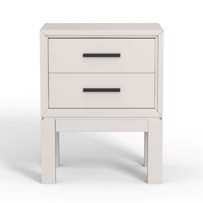Pemberly Row Mahogany Wood 2 Drawer Nightstand in Classic White