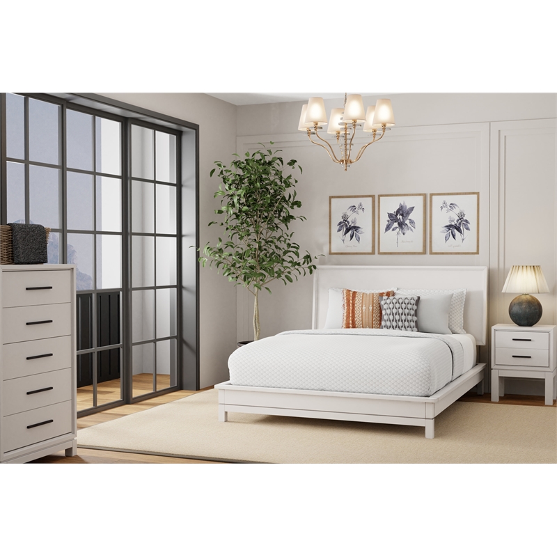 Pemberly Row Mahogany Wood 2 Drawer Nightstand in Classic White