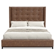 Pemberly Row Tufted Wingback Upholstered Full Platform Bed in Brown