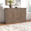 Pemberly Row Pine Wood Sideboard with 3 Drawers in Natural Brown