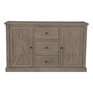 Pemberly Row Pine Wood Sideboard with 3 Drawers in Natural Brown