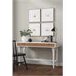 Pemberly Row Mahogany Wood 3 Drawer Large Desk in Warm White