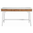 Pemberly Row Mahogany Wood 3 Drawer Large Desk in Warm White