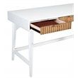 Pemberly Row Mahogany Wood 3 Drawer Large Desk in Warm White
