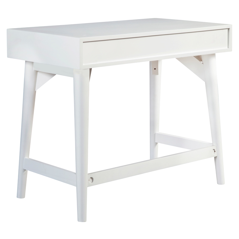 Pemberly Row Mahogany Wood 3 Drawer Large Desk in Warm White