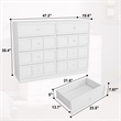 Pemberly Row Modern 8 Drawer Dresser with Crystal Knobs in White
