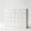 Pemberly Row Modern 8 Drawer Dresser with Crystal Knobs in White