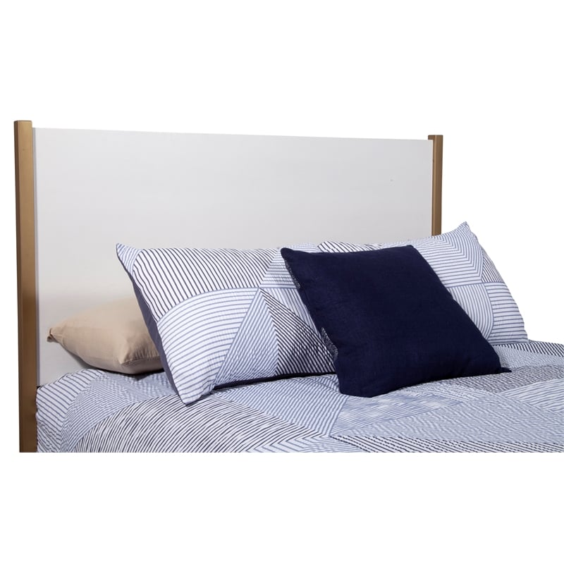 Pemberly Row Standard King Upholstered Wood Panel Bed in White
