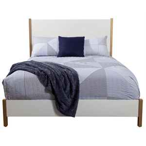 Pemberly Row Standard King Upholstered Wood Panel Bed in White