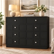 Pemberly Row Modern 8 Drawer Dresser with Crystal Knobs in Black