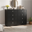 Pemberly Row Modern 8 Drawer Dresser with Crystal Knobs in Black