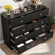 Pemberly Row Modern 8 Drawer Dresser with Crystal Knobs in Black