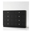 Pemberly Row Modern 8 Drawer Dresser with Crystal Knobs in Black
