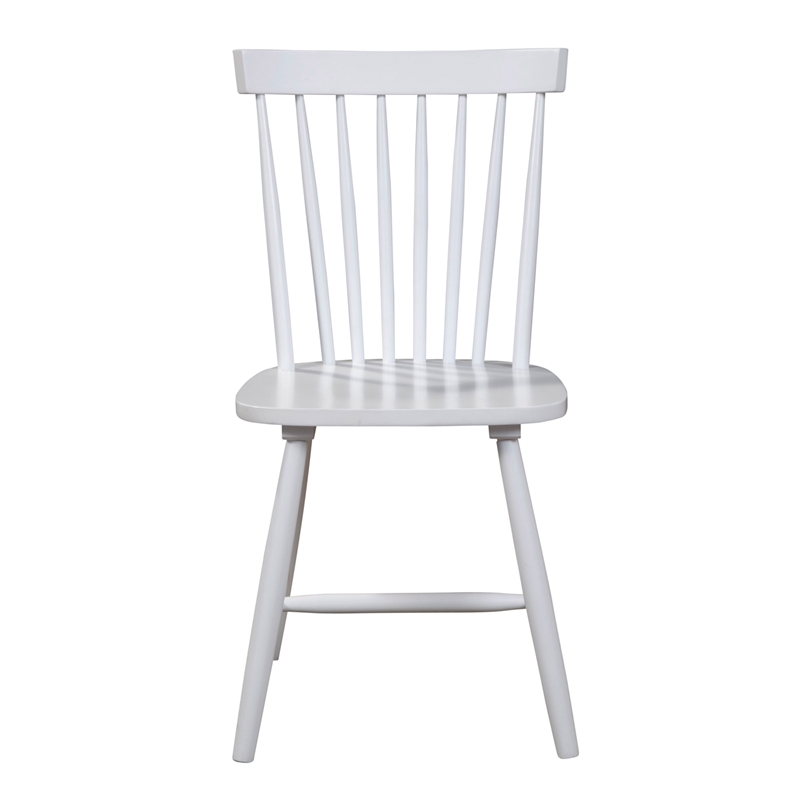 Pemberly Row Set of 2 Spindle Back Wood Side Chairs in White