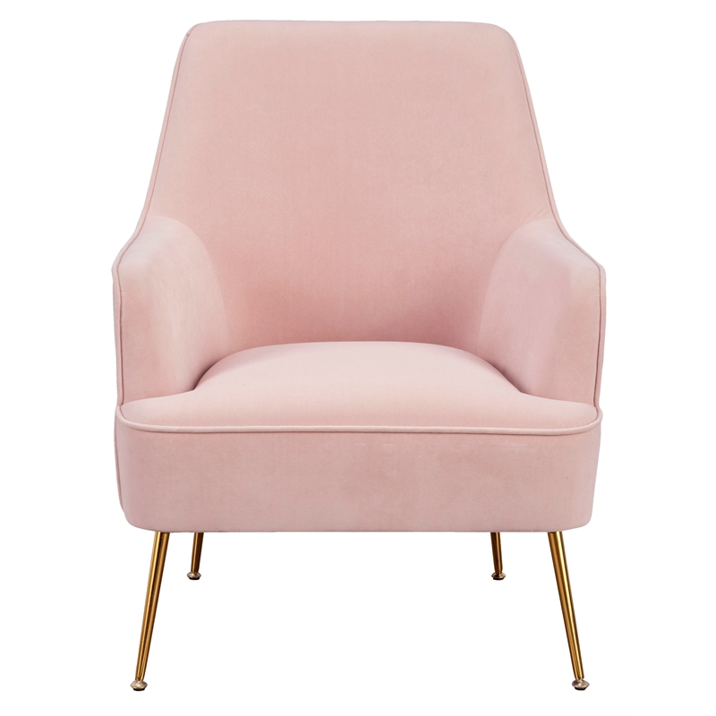 Pemberly Row Velour Upholstered Leisure Accent Chair in Pink
