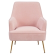 Pemberly Row Velour Upholstered Leisure Accent Chair in Pink