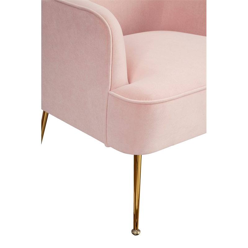 Pemberly Row Velour Upholstered Leisure Accent Chair in Pink