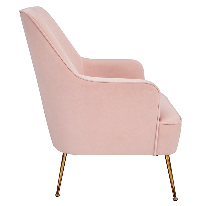 Pemberly Row Velour Upholstered Leisure Accent Chair in Pink