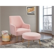 Pemberly Row Velour Upholstered Leisure Accent Chair in Pink