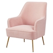 Pemberly Row Velour Upholstered Leisure Accent Chair in Pink