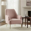 Pemberly Row Velour Upholstered Leisure Accent Chair in Pink
