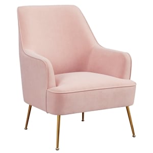 Pemberly Row Velour Upholstered Leisure Accent Chair in Pink