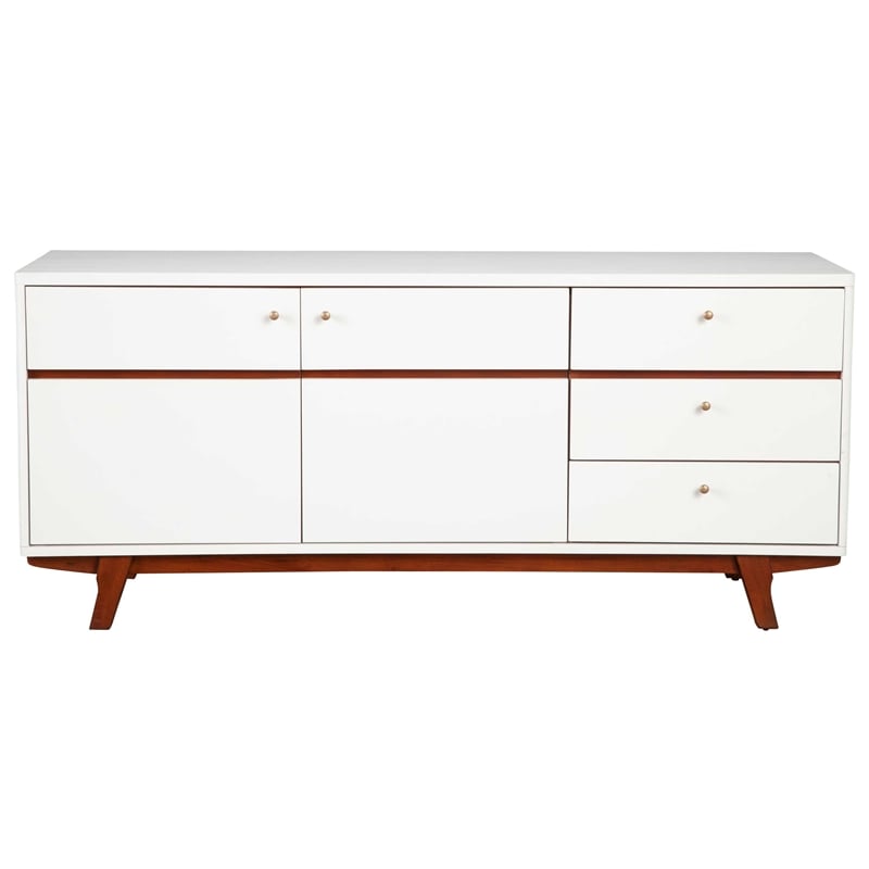 Pemberly Row 64.5 in. W Wood TV Console with 3 Drawers in White