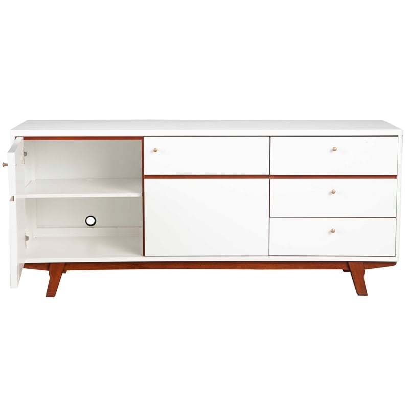 Pemberly Row 64.5 in. W Wood TV Console with 3 Drawers in White