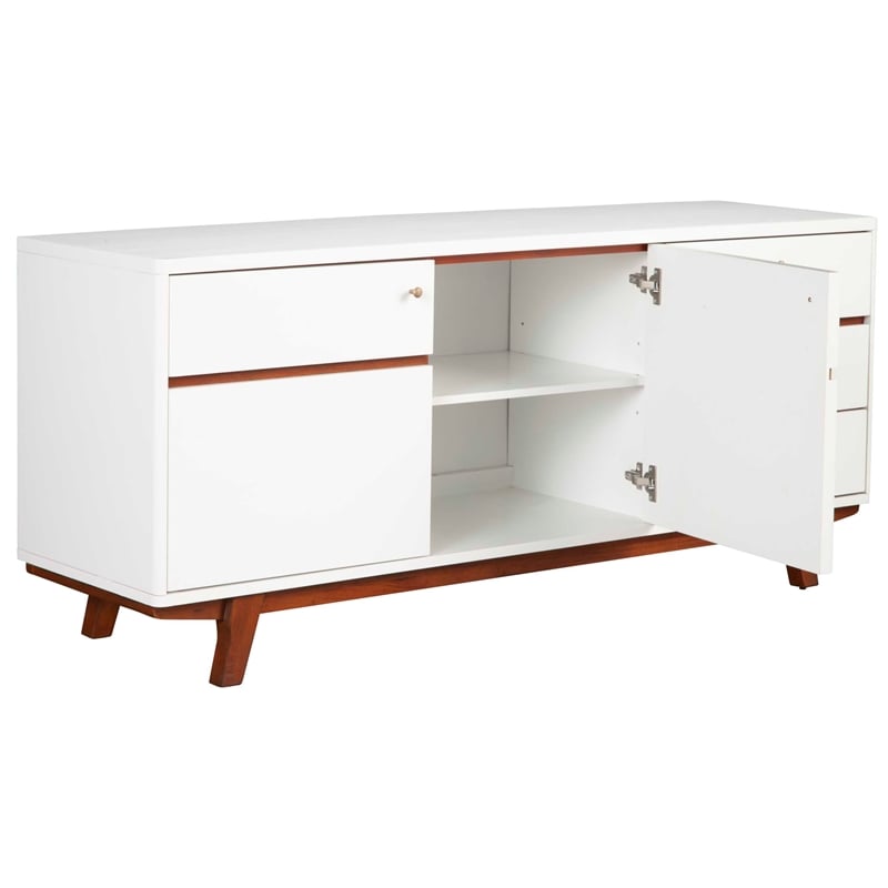 Pemberly Row 64.5 in. W Wood TV Console with 3 Drawers in White