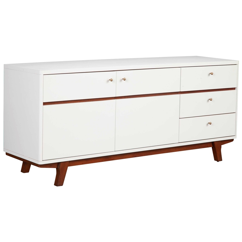 Pemberly Row 64.5 in. W Wood TV Console with 3 Drawers in White