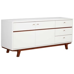 Pemberly Row 64.5 in. W Wood TV Console with 3 Drawers in White