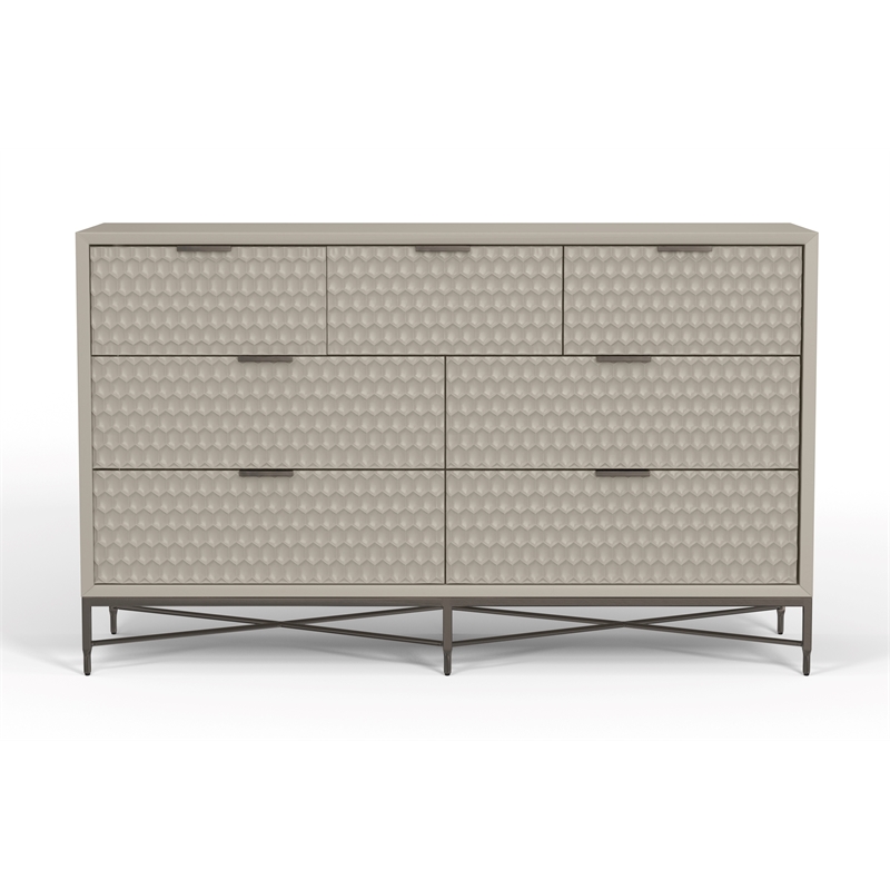 Pemberly Row Mahogany Wood 7 Drawer Bedroom Dresser in Taupe