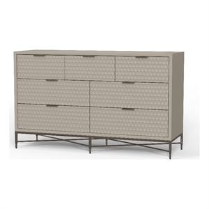 Pemberly Row Mahogany Wood 7 Drawer Bedroom Dresser in Taupe