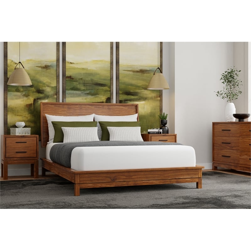Pemberly Row California King Platform Bed in Honey Maple (Brown)