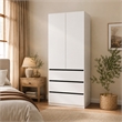 Pemberly Row Armoire Wardrobe Closet with 3 Drawers in White