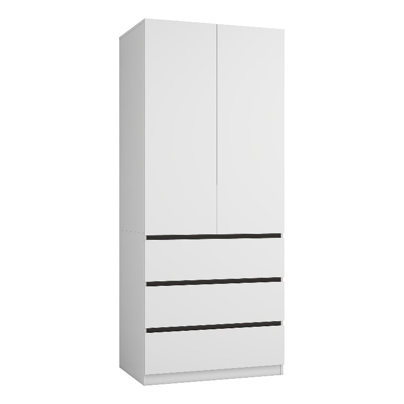 Pemberly Row Armoire Wardrobe Closet with 3 Drawers in White