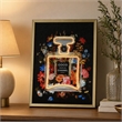 Pemberly Row Floral Multi-Color Canvas Neon Wall Art with Wood Frame