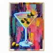 Pemberly Row Glow Martini Multi-Color Canvas Neon Wall Art with Wood Frame