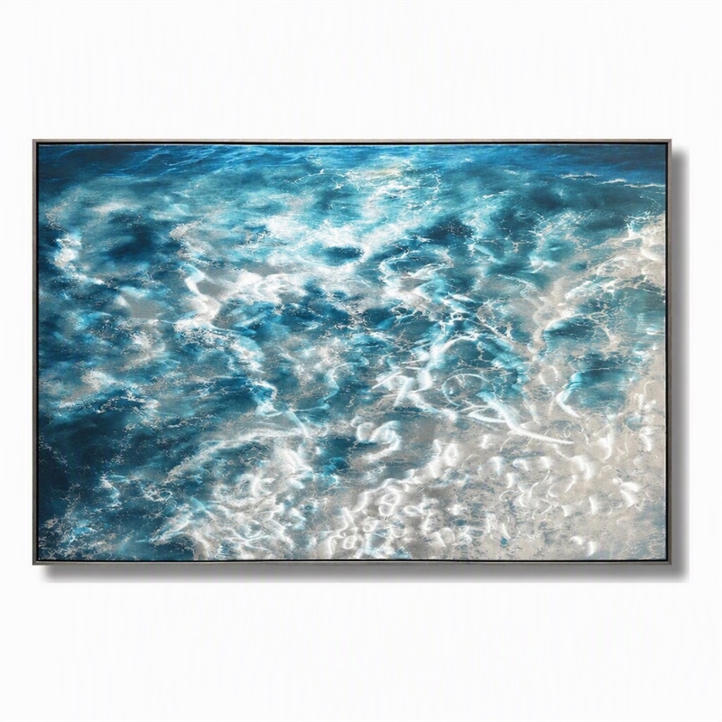 Pemberly Row Ocean Waves Mixed Media Wall Art in Aluminum Frame