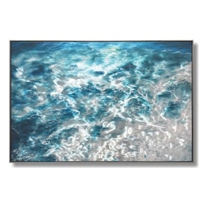 Pemberly Row Ocean Waves Mixed Media Wall Art in Aluminum Frame