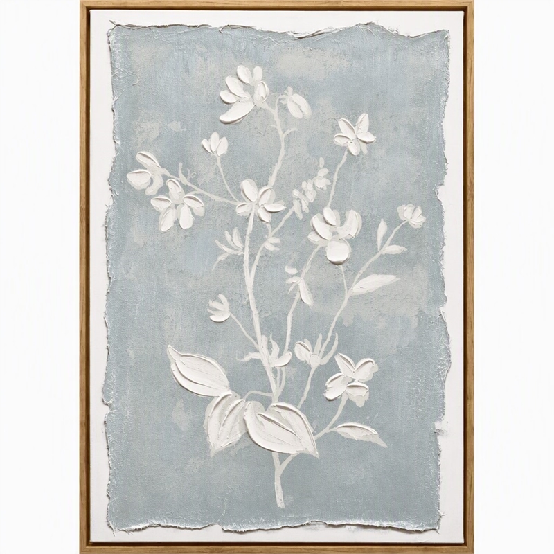 Pemberly Row Whispering Blooms Canvas Wall Art in Dark Wood Frame 20