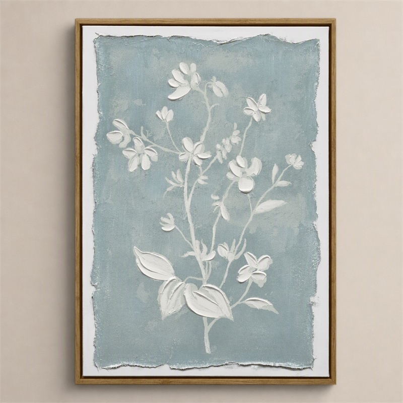 Pemberly Row Whispering Blooms Canvas Wall Art in Dark Wood Frame 20