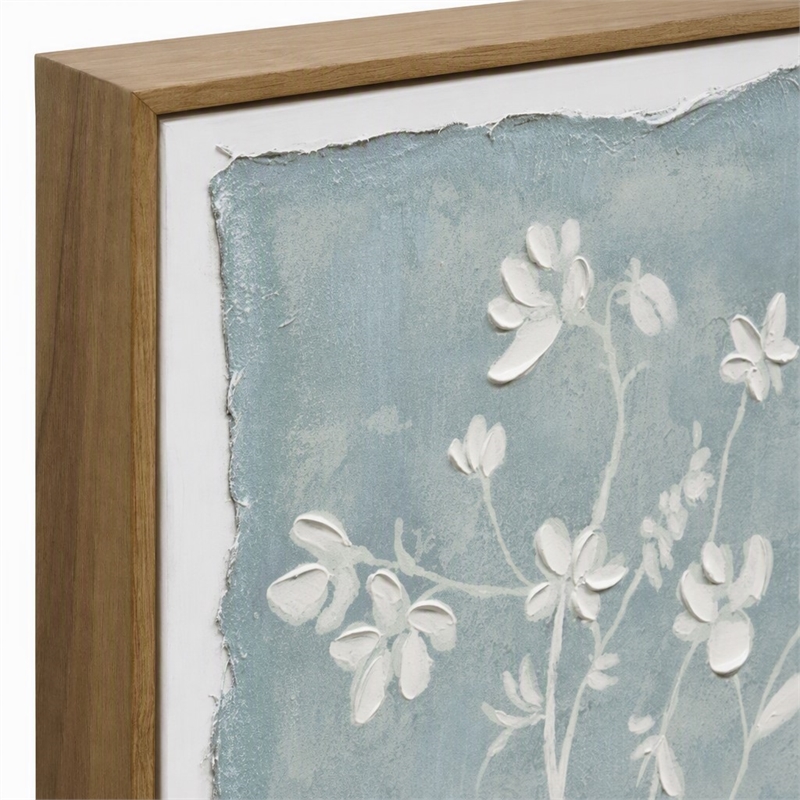 Pemberly Row Whispering Blooms Canvas Wall Art in Dark Wood Frame 20