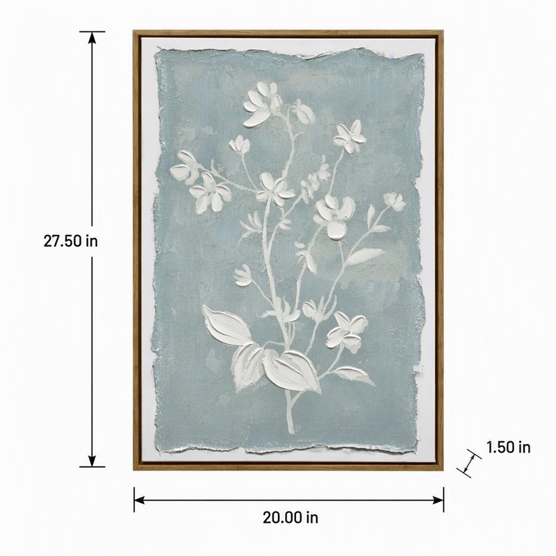 Pemberly Row Whispering Blooms Canvas Wall Art in Dark Wood Frame 20