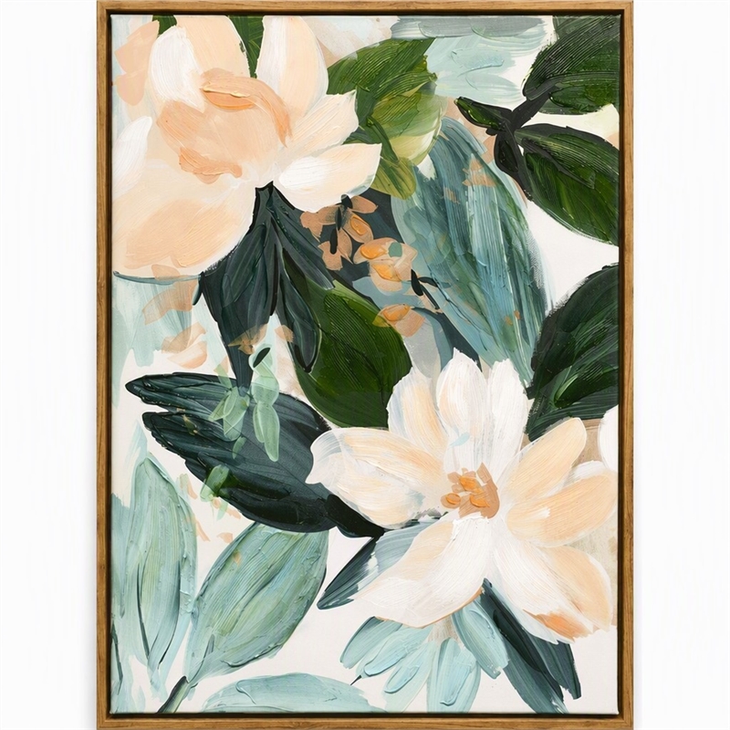 Pemberly Row Floral Serenity Framed Canvas Wall Art Multi-Color 20