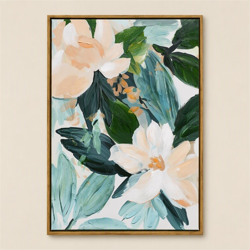 Pemberly Row Floral Serenity Framed Canvas Wall Art Multi-Color 20