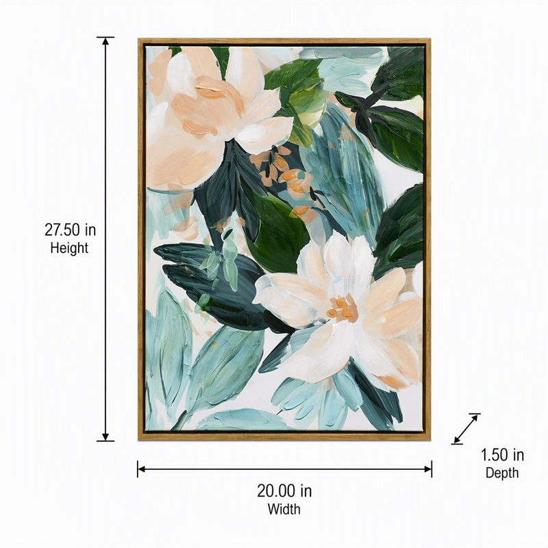 Pemberly Row Floral Serenity Framed Canvas Wall Art Multi-Color 20