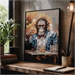 Pemberly Row Chimpanzee Canvas Wall Art Black Wood Frame 28